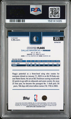 Cooper Flagg RC 2025-26 Topps Chrome Refractor Rookie #251 PSA 9-2