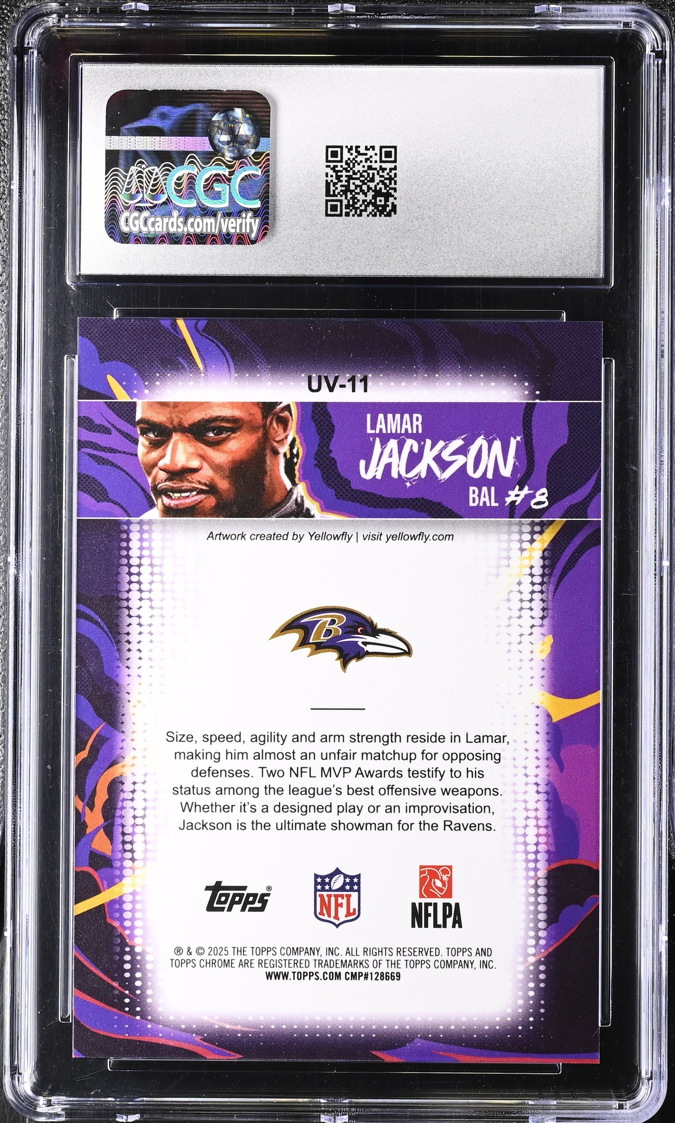 Lamar Jackson 2025 Topps Chrome Ultra Violet SSP CGC 9-2