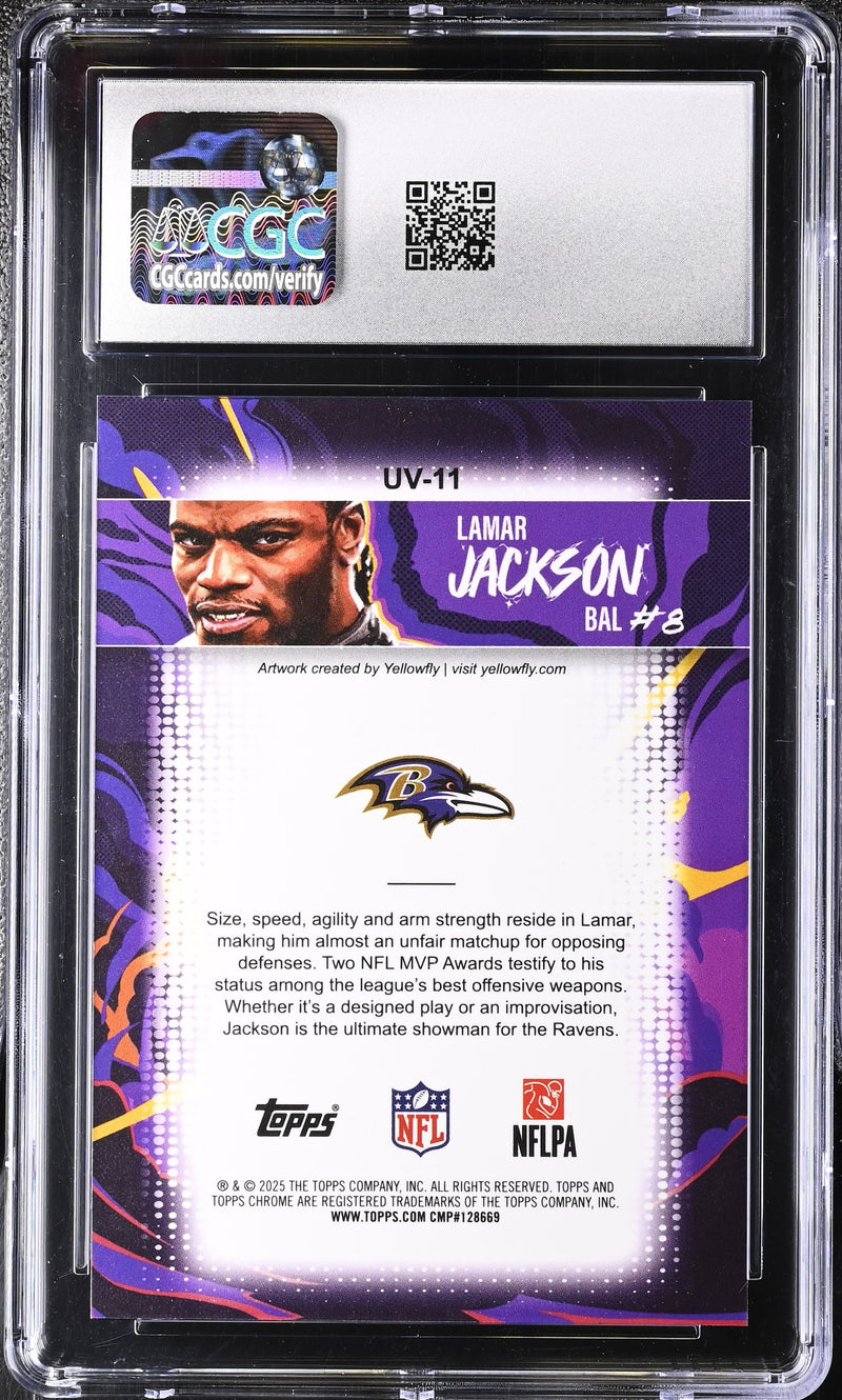 Lamar Jackson 2025 Topps Chrome Ultra Violet SSP CGC 9-2