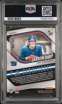 Jaxson Dart RC 2025 Panini Prizm Pandora Rookie SP 379/400 PSA 10-2