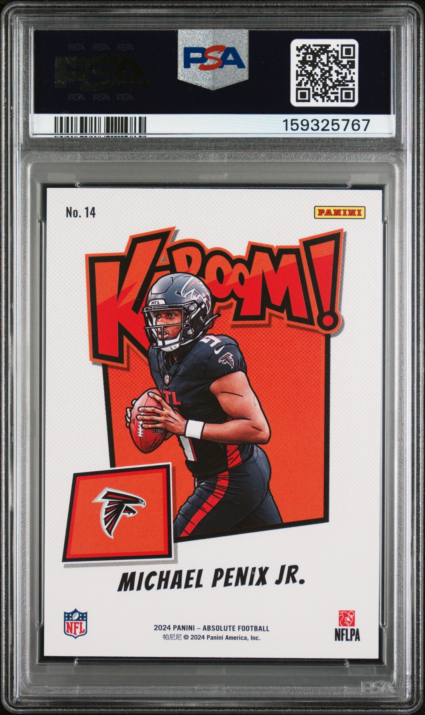 Michael Penix Jr RC 2024 Panini Absolute Kaboom! Rookie SSP #14 PSA 10-2