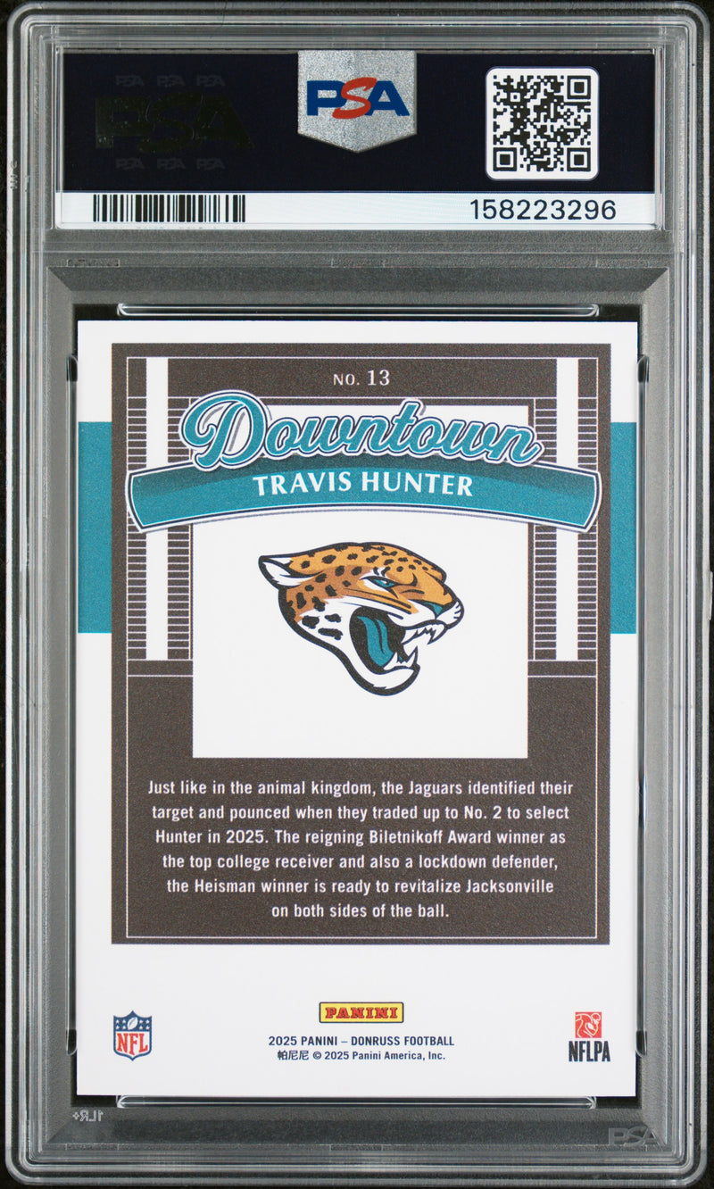 Travis Hunter RC 2025 Donruss Downtown! Rookie SSP #13 PSA 10-2