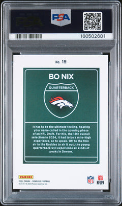 Bo Nix RC 2024 Donruss Downtown! Rookie SSP #19 PSA 8-2