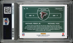Michael Penix Jr Michael Vick 2024 Donruss Optic Dual Downtown! Rookie SSP #14 PSA 10-2