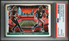 Michael Penix Jr Michael Vick 2024 Donruss Optic Dual Downtown! Rookie SSP #14 PSA 10-1