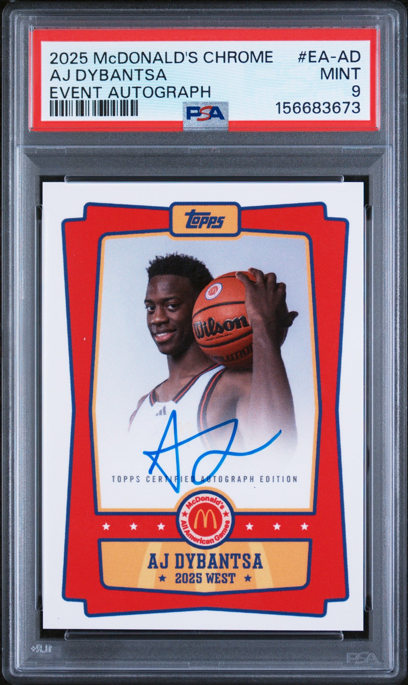 Aj Dybantsa RC 2025 Topps Mcdonalds All American Event Rookie Auto PSA 9
