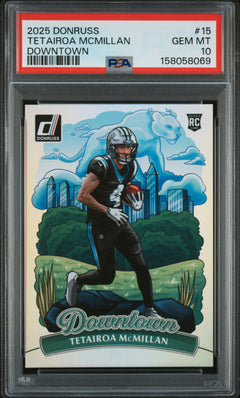 Tetairoa Mcmillan RC 2025 Donruss Downtown! Rookie SSP #15 PSA 10-1