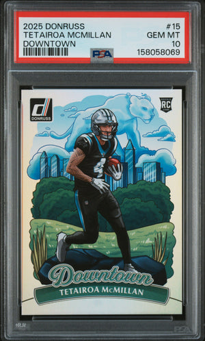 Tetairoa Mcmillan RC 2025 Donruss Downtown! Rookie SSP #15 PSA 10