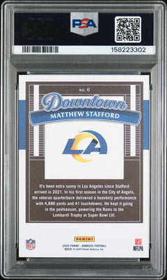 Matthew Stafford 2025 Donruss Downtown! SSP #6 PSA 10-2