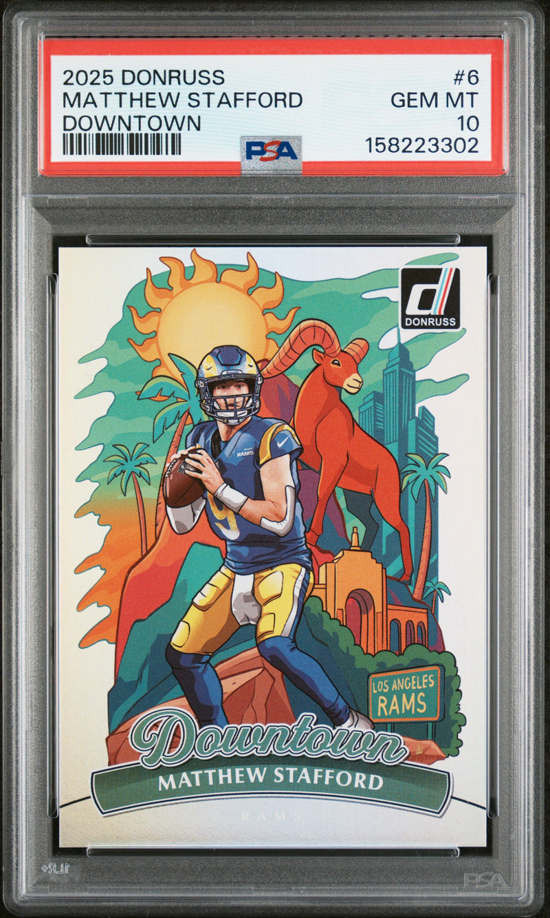 Matthew Stafford 2025 Donruss Downtown! SSP #6 PSA 10-1