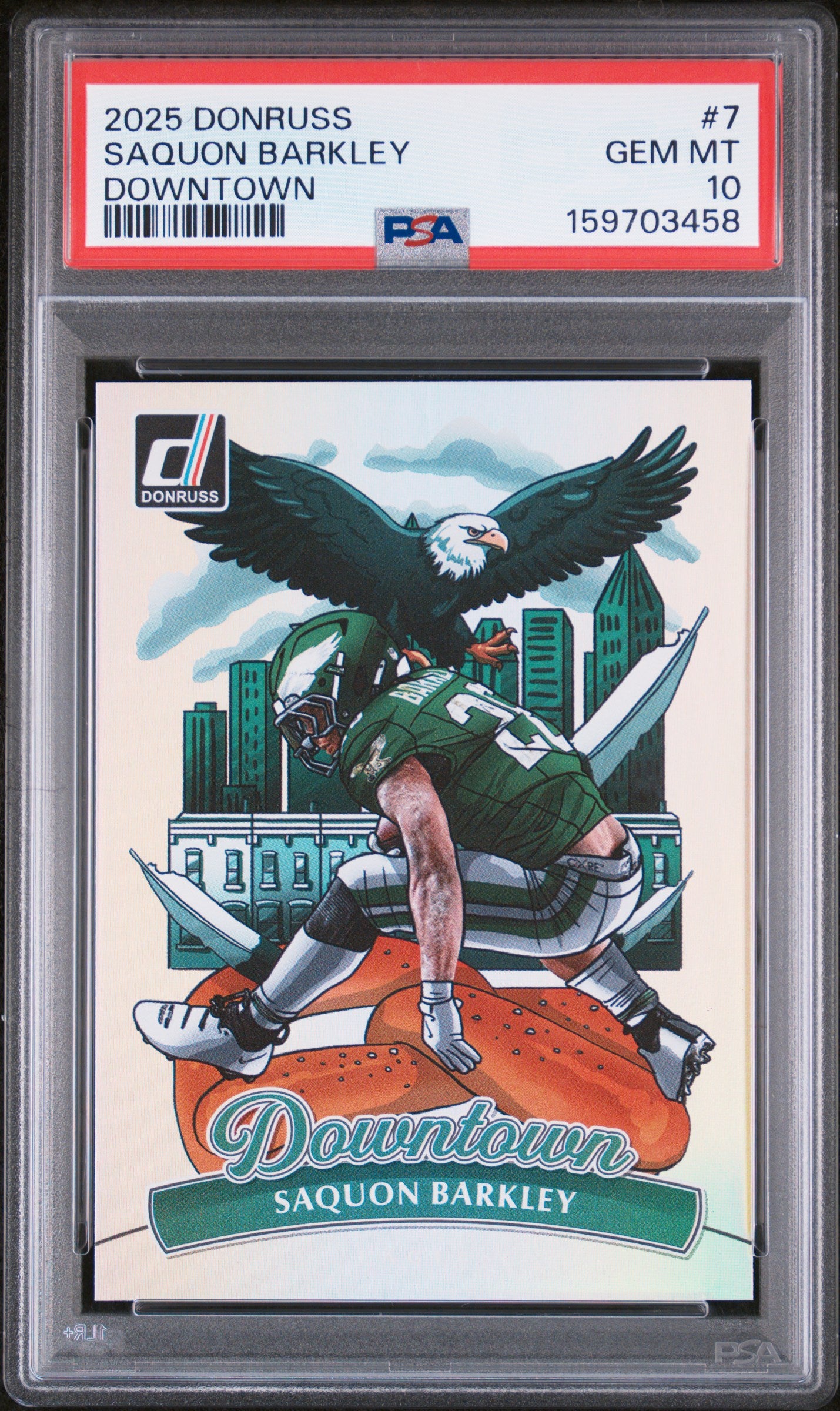 Saquon Barkley 2025 Donruss Downtown! SSP #7 PSA 10
