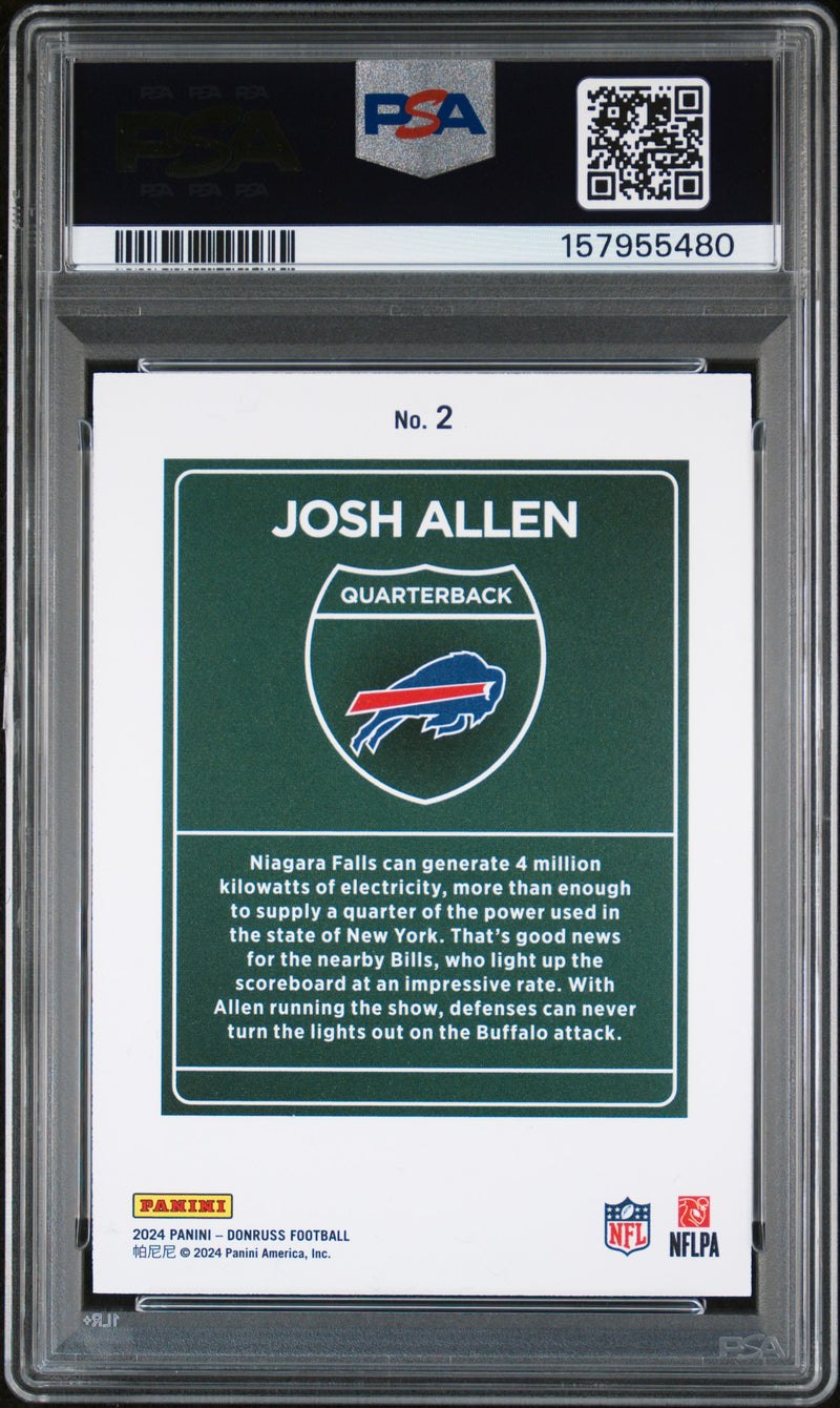 Josh Allen 2024 Donruss Downtown! SSP #2 PSA 8-2