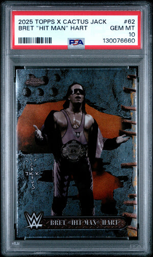 Bret Hart 2025 Topps X Cactus Jack WWE #62 PSA 10