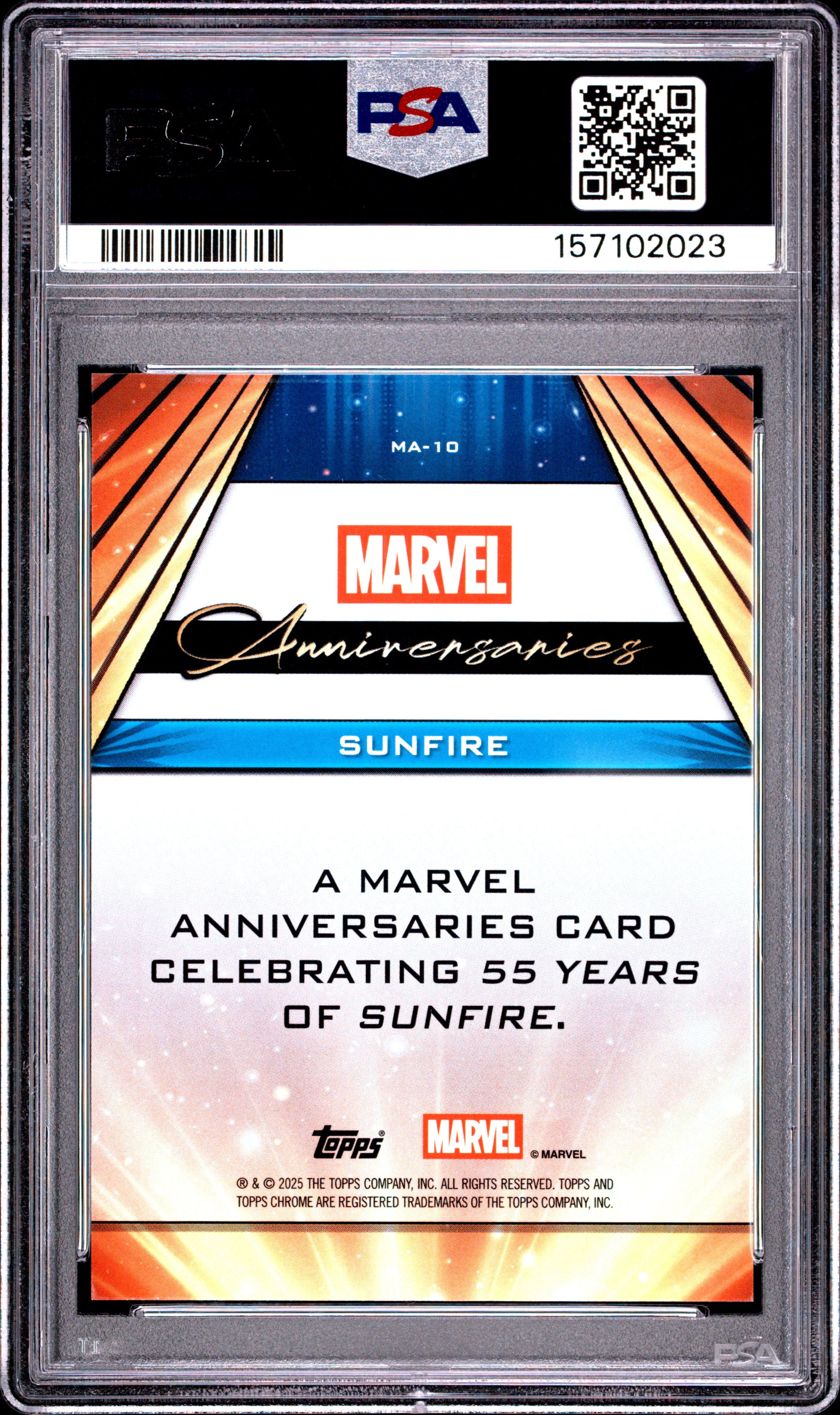 Sunfire 2025 Topps Chrome Marvel Anniversaries PSA 10