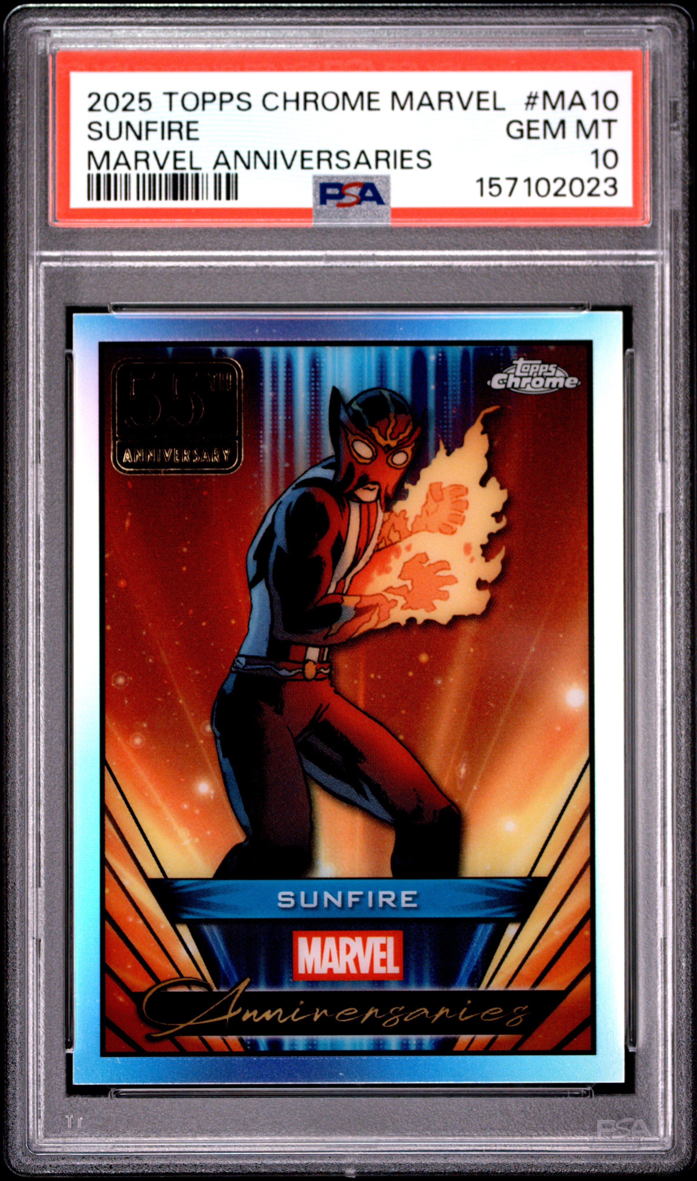 Sunfire 2025 Topps Chrome Marvel Anniversaries PSA 10