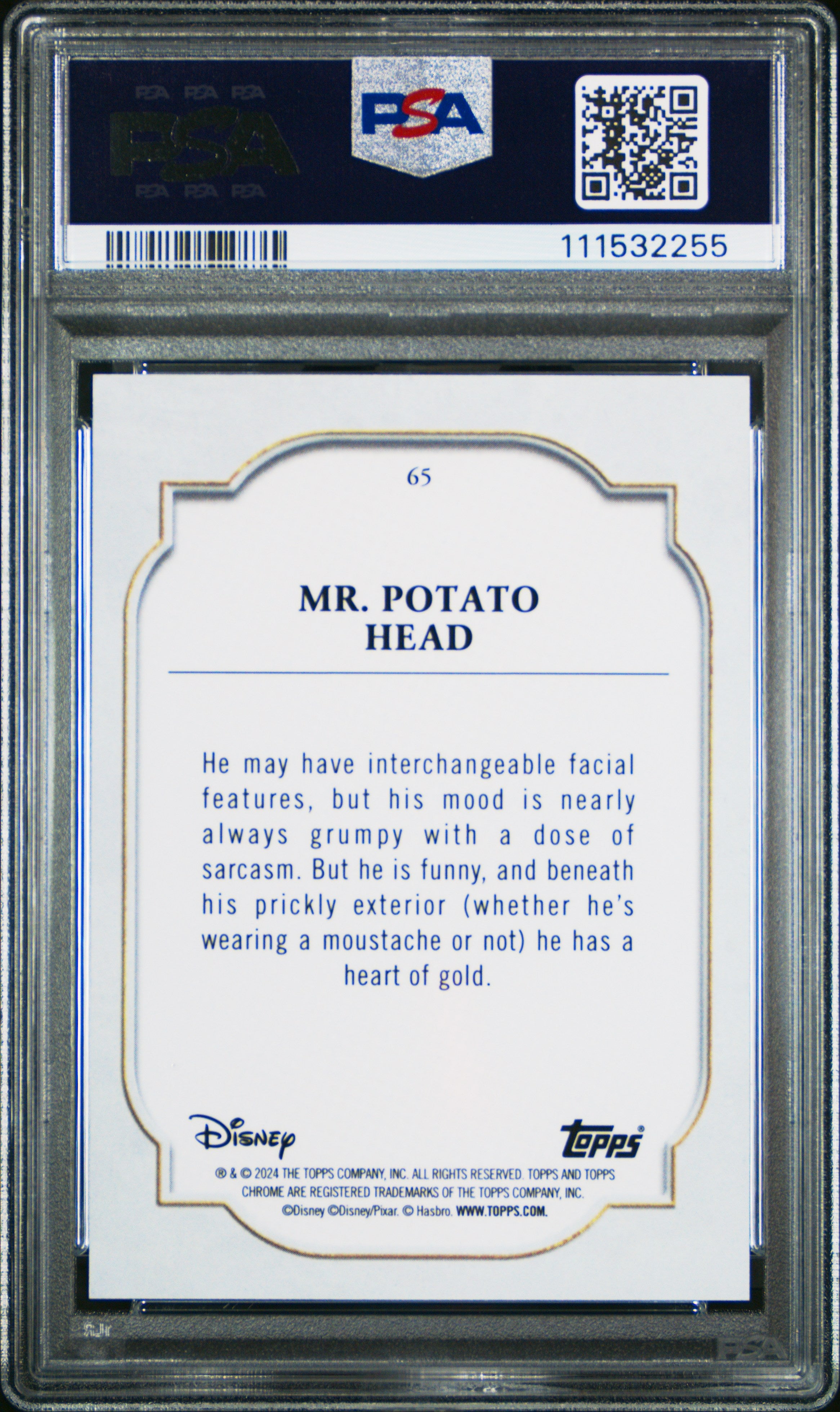 Mr. Potato Head 2024 Topps Chrome Sapphire Disney #65 PSA 9-2