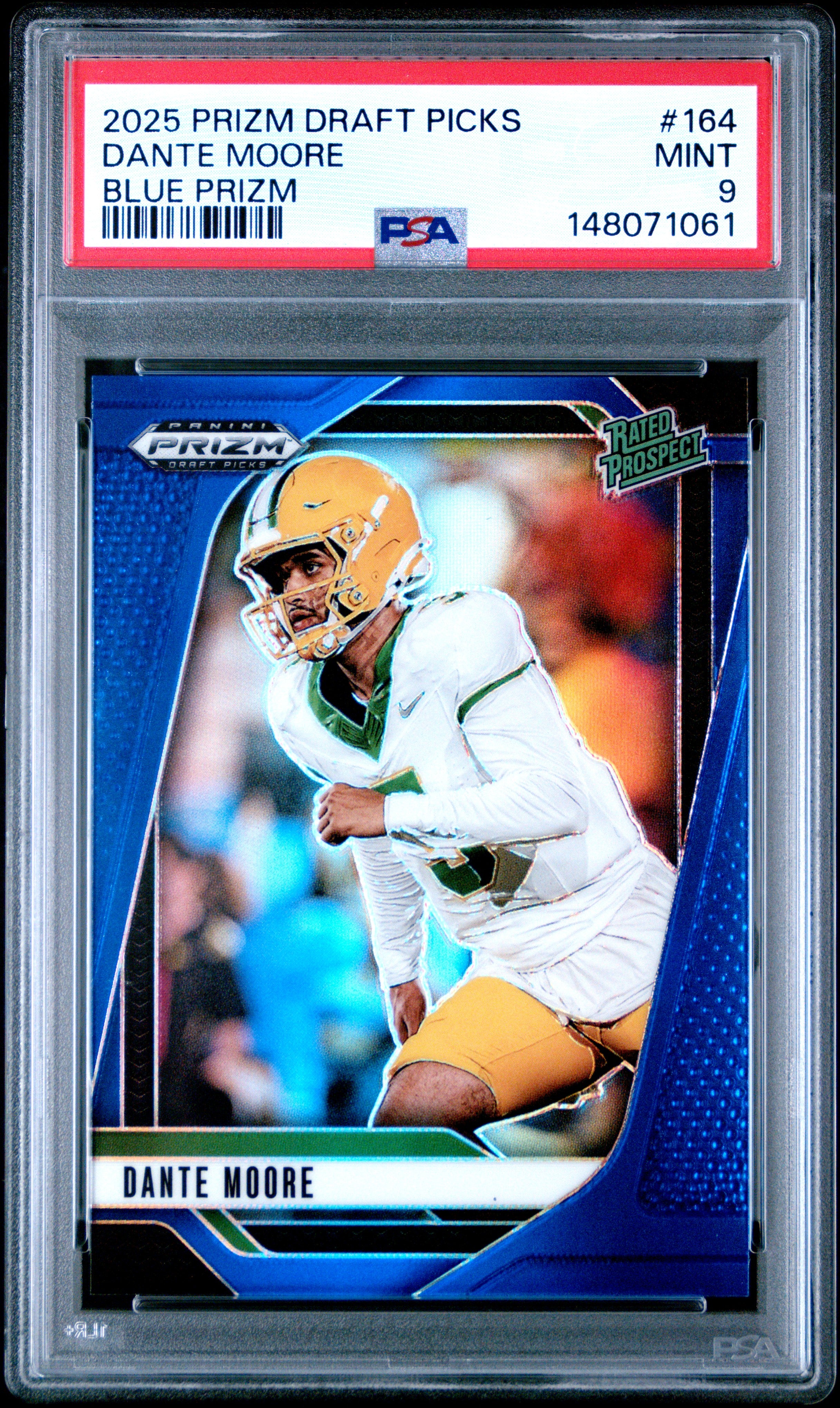 Dante Moore RC 2025 Panini Prizm Draft Blue Rookie SP 106/249 PSA 9