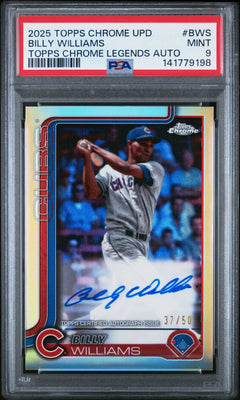 Billy Williams 2025 Topps Chrome Legends Refractor Auto SP 37/50 PSA 9-1