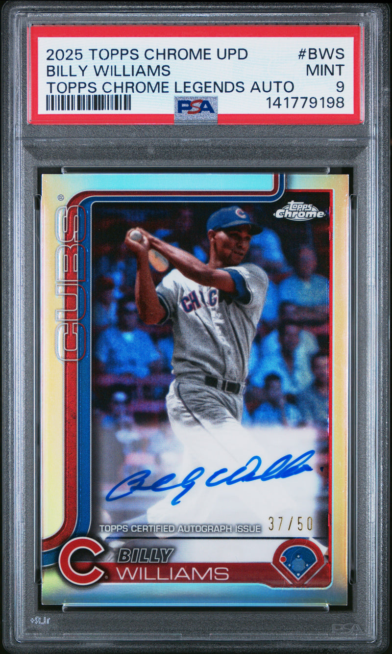Billy Williams 2025 Topps Chrome Legends Refractor Auto SP 37/50 PSA 9-1