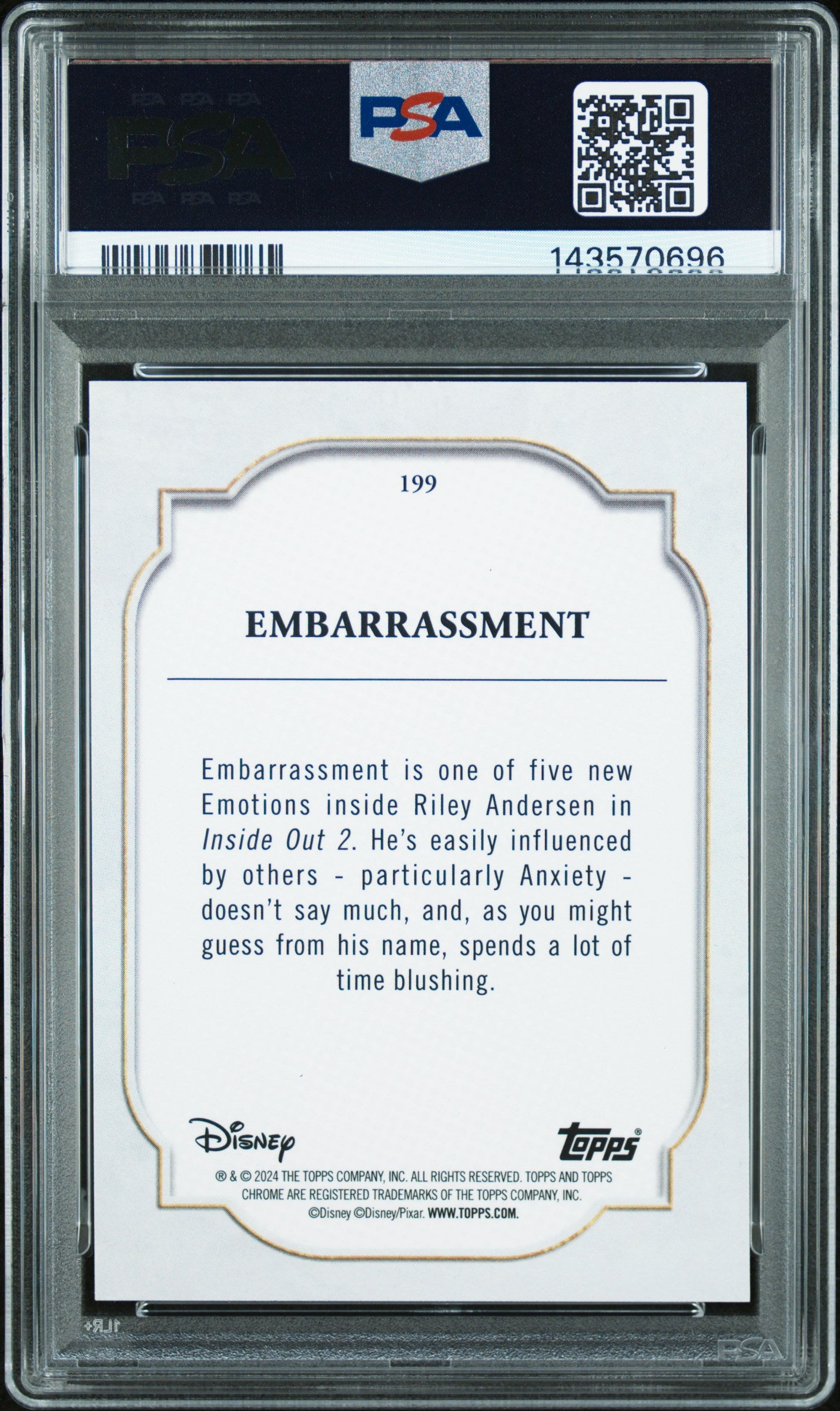 Embarrassment 2024 Topps Chrome Sapphire Edition Disney #199 PSA 10