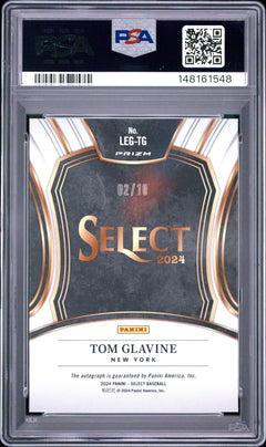 Tom Glavine 2024 Panini Select Gold Flash Prizm Legendary Auto SP 2/10 PSA 10-2