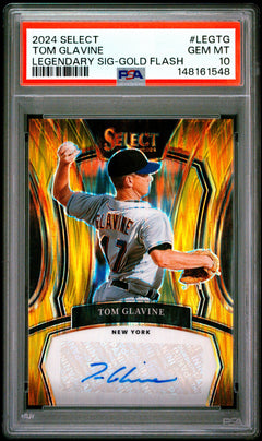 Tom Glavine 2024 Panini Select Gold Flash Prizm Legendary Auto SP 2/10 PSA 10-1