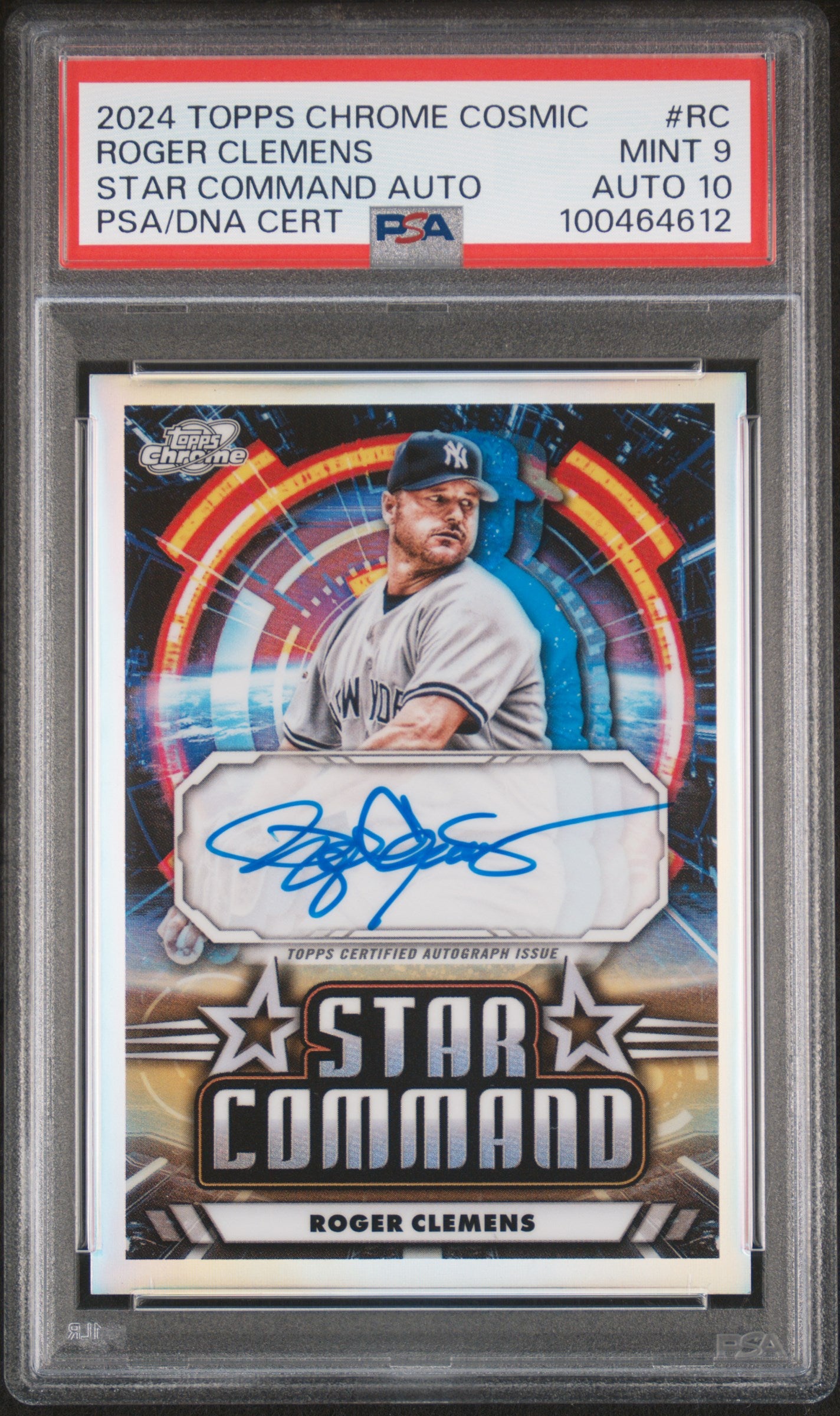 Roger Clemens 2024 Topps Cosmic Chrome Star Command Auto PSA 9