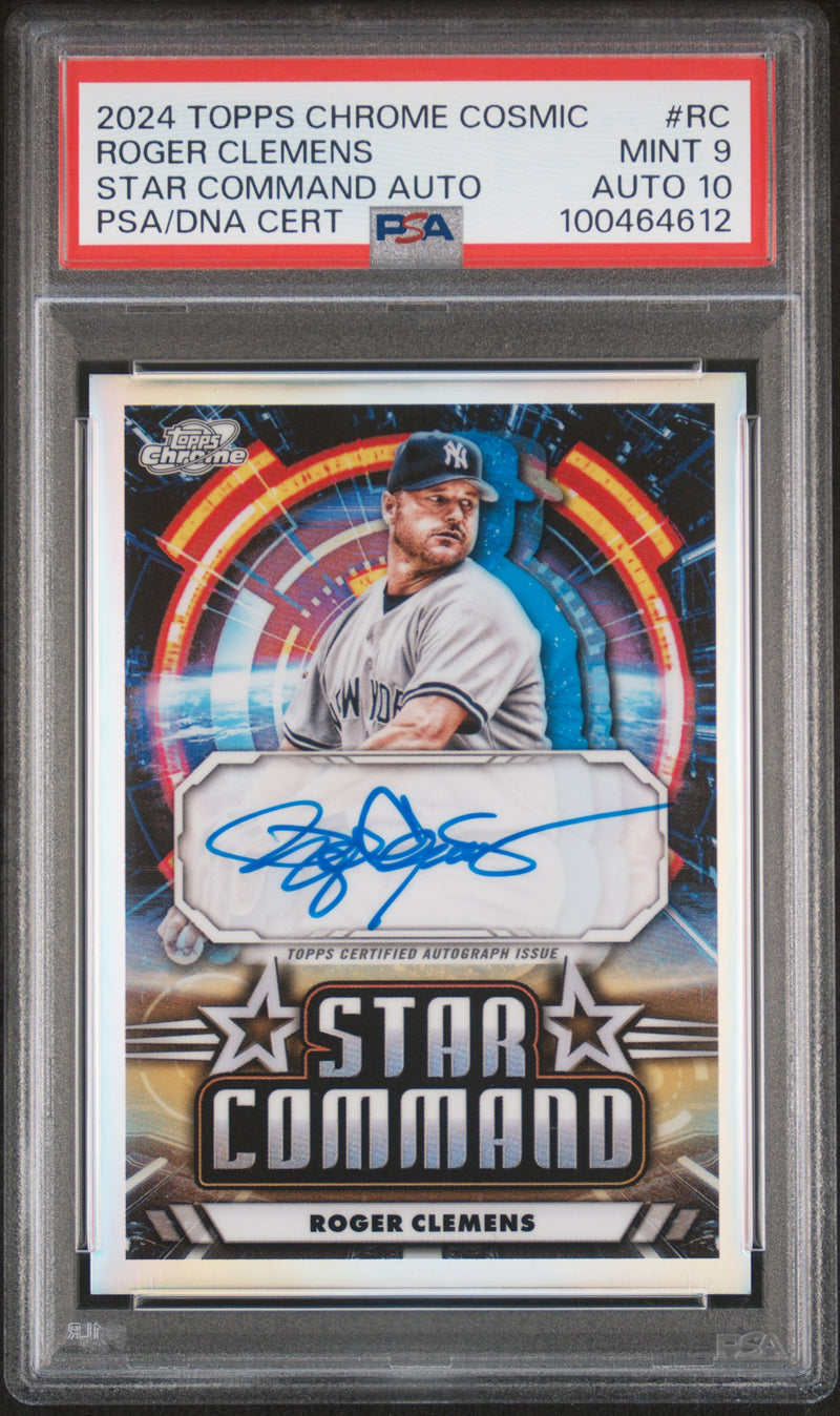 Roger Clemens 2024 Topps Cosmic Chrome Star Command Auto PSA 9-1