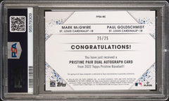 Mark Mcgwire Paul Goldschmidt 2022 Topps Pristine Pair Dual Auto SP 25/25 PSA 10-2