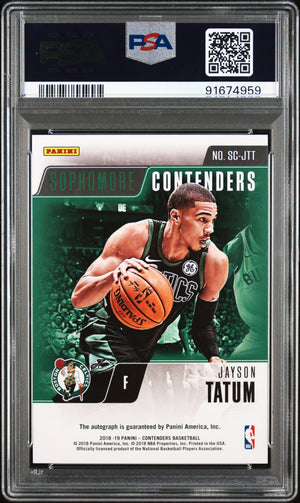 Jayson Tatum 2018-19 Panini Contenders Sophomore Contenders Auto SP 9/99 PSA 8.5