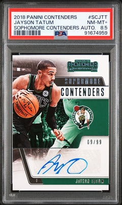 Jayson Tatum 2018-19 Panini Contenders Sophomore Contenders Auto SP 9/99 PSA 8.5-2
