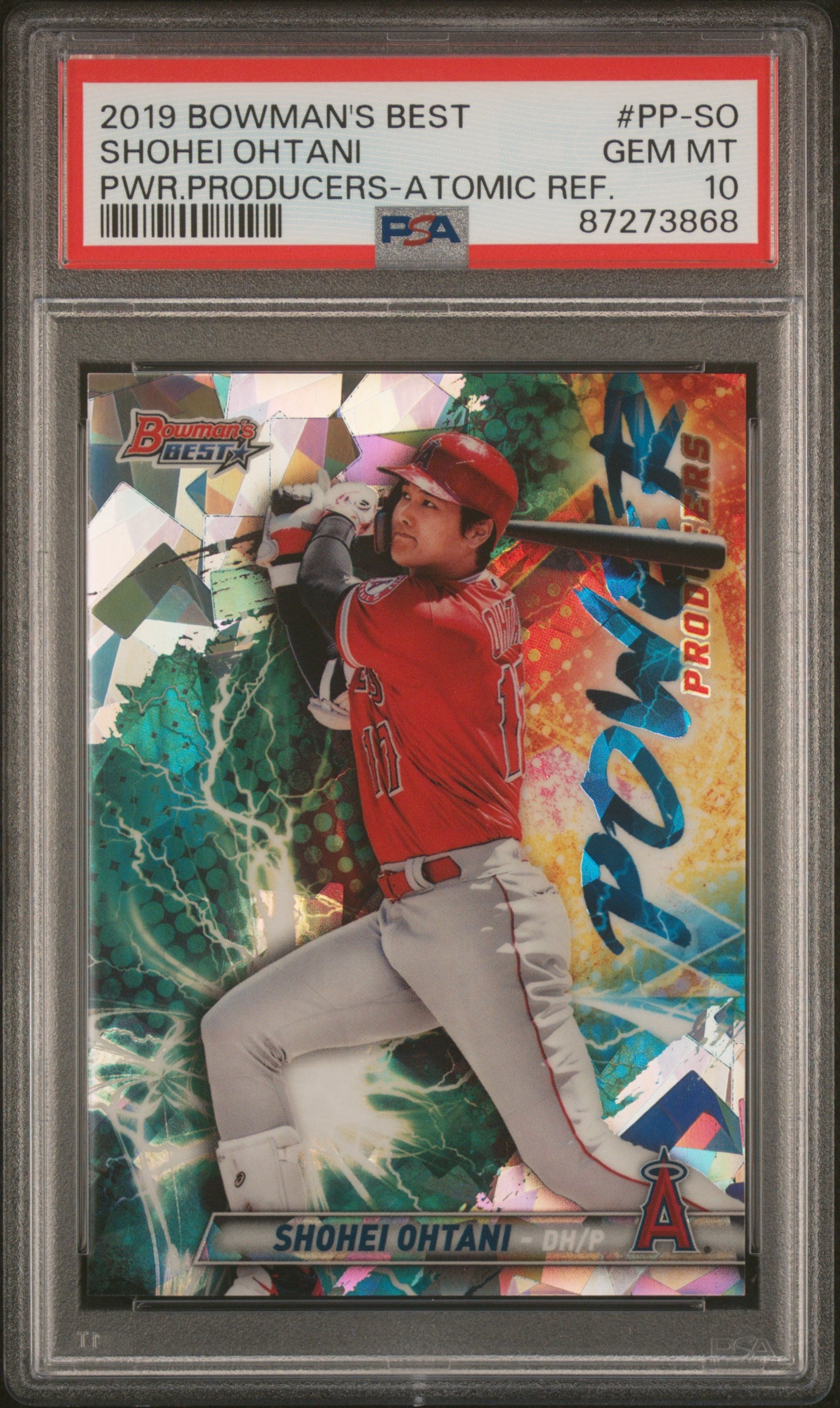 Shohei Ohtani 2019 Bowman's Best Atomic Refractor Power Producers PSA 10