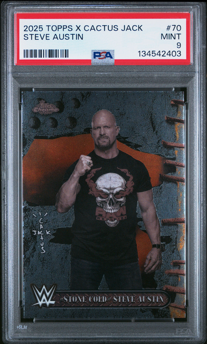 Steve Austin 2025 Topps Chrome X Cactus Jack WWE #70 PSA 9-1