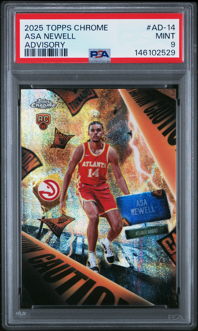 Asa Newell RC 2025-26 Topps Chrome Advisory Rookie SSP PSA 9-1