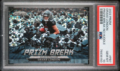 Drake London RC 2022 Panini Prizm No Huddle Prizm Break Rookie PSA 10-1