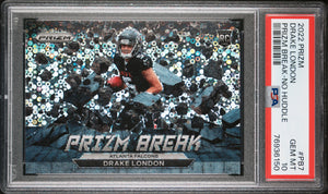 Drake London RC 2022 Panini Prizm No Huddle Prizm Break Rookie PSA 10