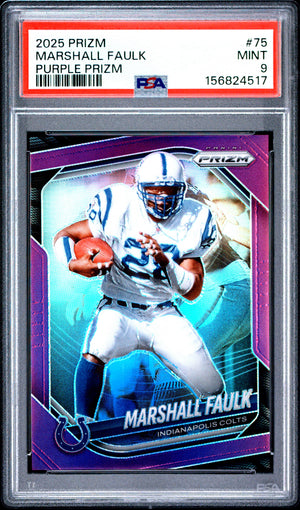 Marshall Faulk 2025 Panini Prizm Purple SP 97/125 PSA 9