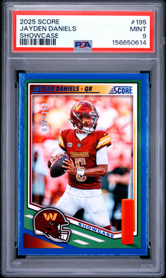 Jayden Daniels 2025 Panini Score Blue Showcase SP 32/250 PSA 9-1