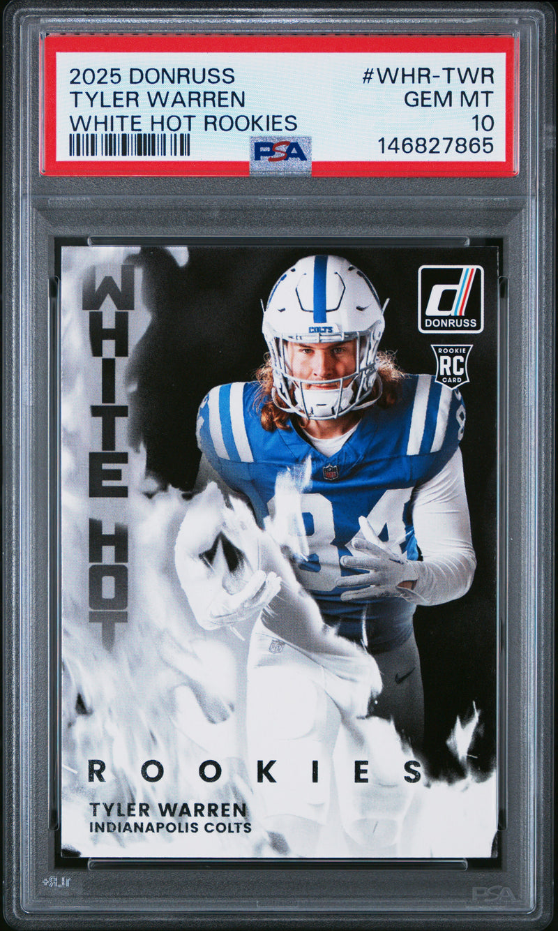 Tyler Warren RC 2025 Donruss White Hot Rookie PSA 10-1