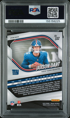 Jaxson Dart RC 2025 Panini Prizm Lazer Rookie #332 PSA 8-2