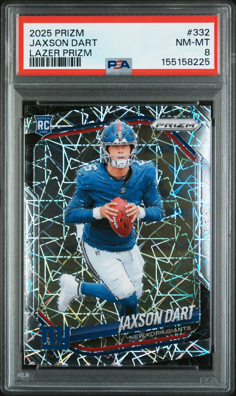 Jaxson Dart RC 2025 Panini Prizm Lazer Rookie #332 PSA 8-1