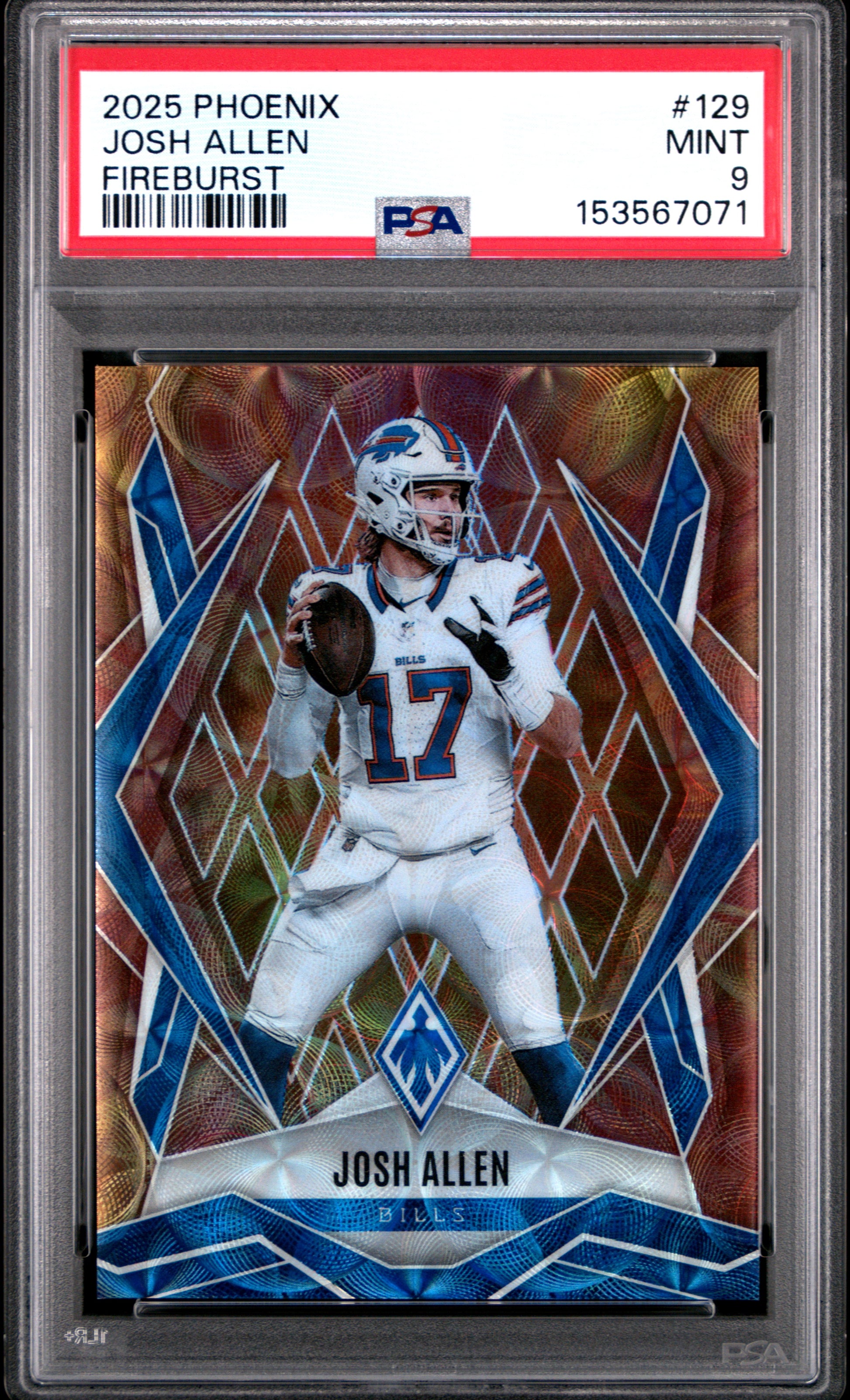 Josh Allen 2025 Panini Phoenix Fireburst SP 133/350 PSA 9-1