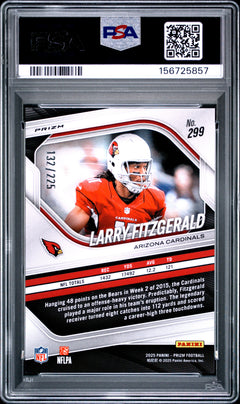 Larry Fitzgerald 2025 Panini Prizm Purple Ice SP 132/225 PSA 9-2