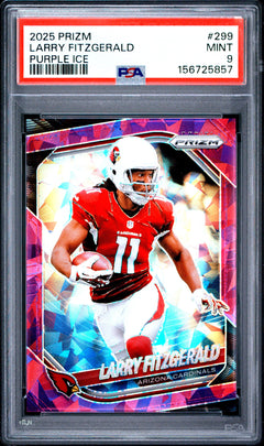 Larry Fitzgerald 2025 Panini Prizm Purple Ice SP 132/225 PSA 9-1