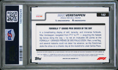 Max Verstappen 2025 Topps Chrome F1 Blue Checker Flag Refractor SP 53/150 PSA 8-2