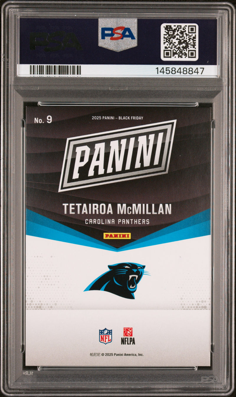 Tetairoa Mcmillan RC 2025 Panini Black Friday Rookie SP 33/199 PSA 9-2