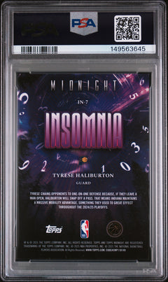 Tyrese Haliburton 2025 Topps Midnight Morning Insomnia SP 60/149 PSA 9-2