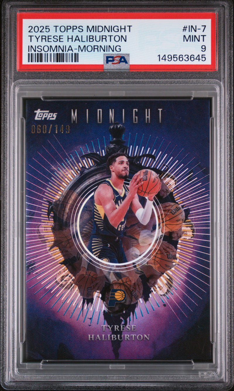 Tyrese Haliburton 2025 Topps Midnight Morning Insomnia SP 60/149 PSA 9-1
