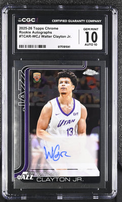Walter Clayton Jr RC 2025-26 Topps Chrome Rookie Auto CGC 10-1