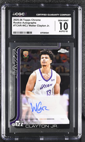Walter Clayton Jr RC 2025-26 Topps Chrome Rookie Auto CGC 10